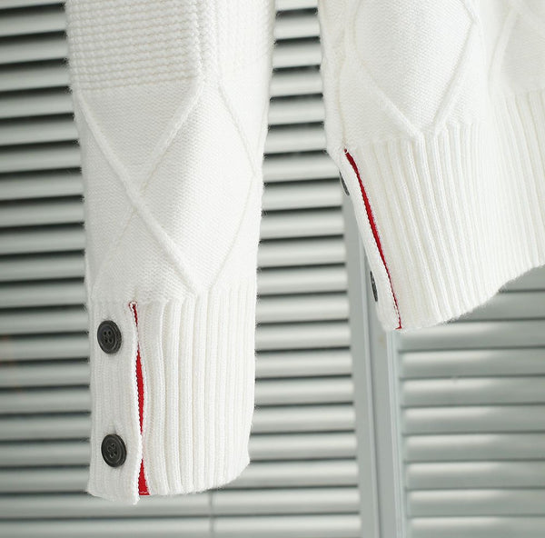 Classic Textured Knit Sweater with Signature Arm Stripe