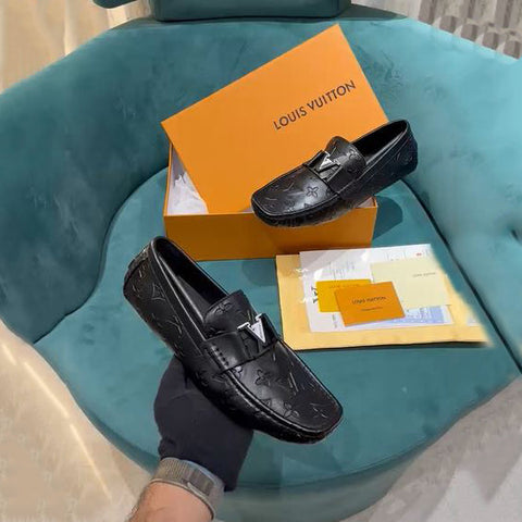 Imported Men Black Loafers – Iconic Logo Design