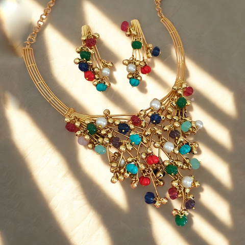 Premium Charm Multistone Necklace Set