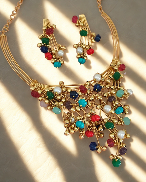 Premium Charm Multistone Necklace Set