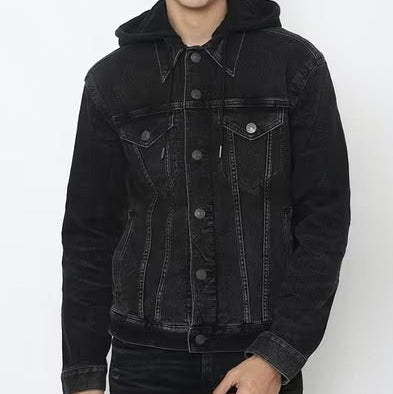 Imported Black Denim Hooded Jacket