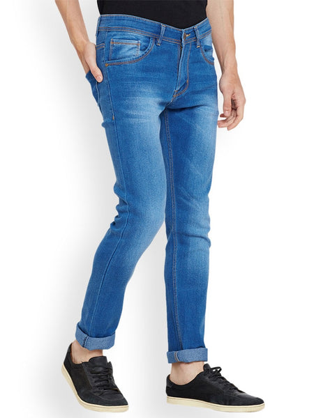 Men Blue Slim Fit Mid-Rise Clean Look Stretchable Jeans