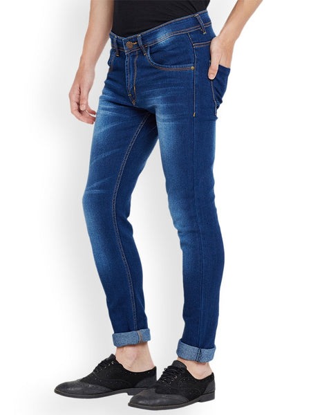 Men Blue Slim Fit Mid-Rise Clean Look Stretchable Jeans