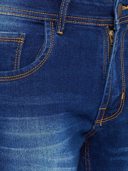 Men Blue Slim Fit Mid-Rise Clean Look Stretchable Jeans