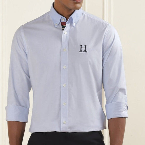 Premium Men Striped Heritage Logo Shirt