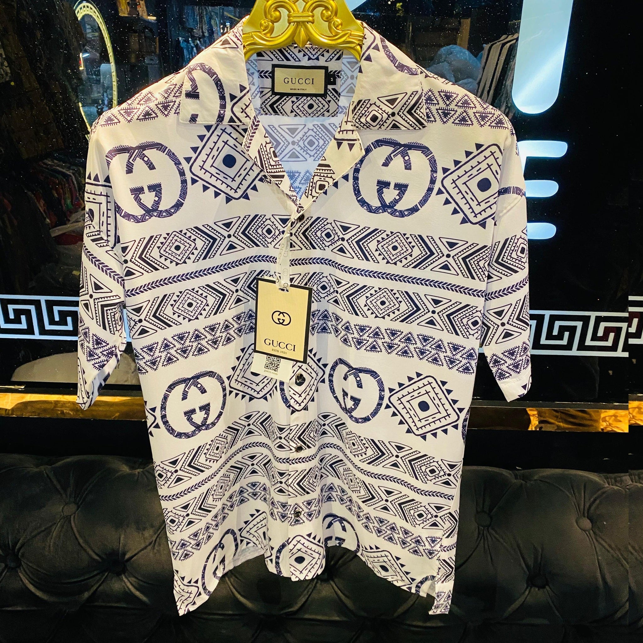 Men White Drop Shoulder Abstract Print Shirt