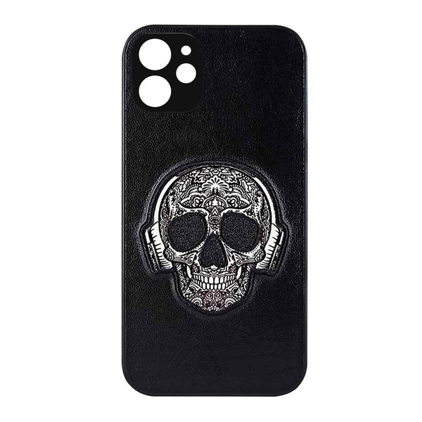 Skull Leather Back Case Cover for Apple iPhone - Black