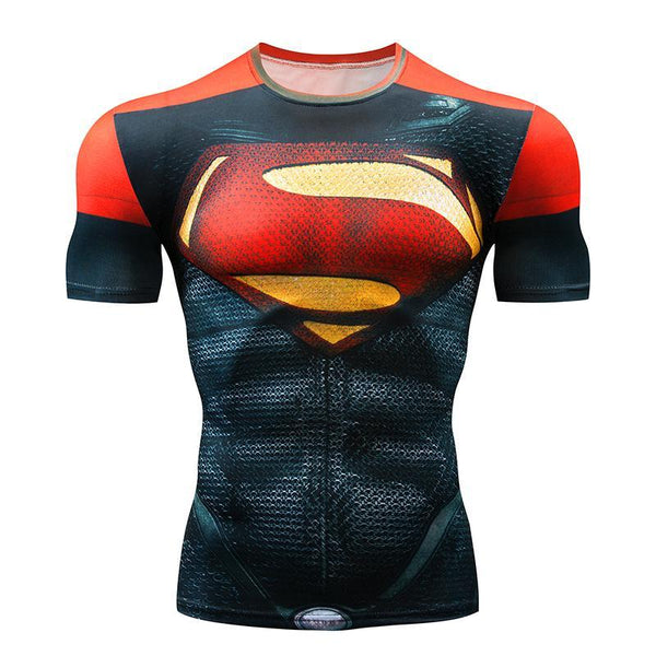 Men Compression supermen and captain america 3D Print T-Shirt