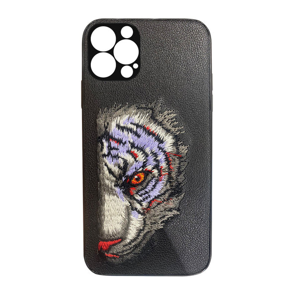 White Tiger Leather Back Case Cover