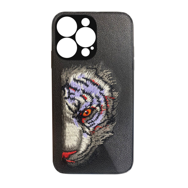 White Tiger Leather Back Case Cover