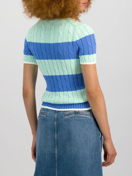 Premium Women Striped Cable-Knit Jumper
