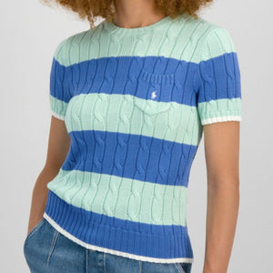 Premium Women Striped Cable-Knit Jumper