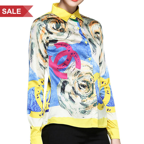 Women Printed Full Silk Shirt