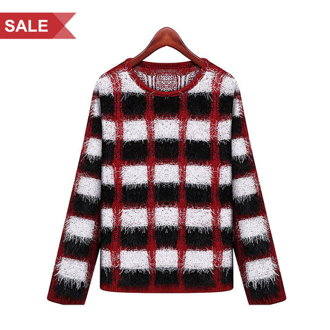 Women Plaid Sweater  Regular Fit  Lattice Design