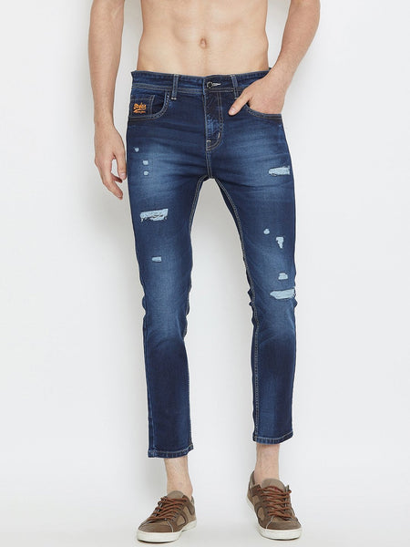 Men Blue Slim Fit Distressed stretchable Jeans
