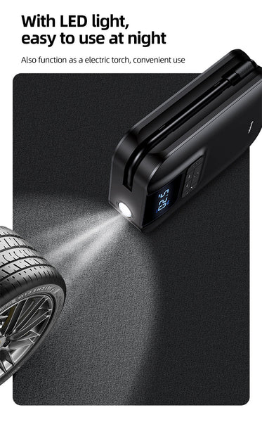USAMS Mini Portable Air Compressor Pump with LED Light For Car, Bike, Bicycle, Motorcycles, Balls and More