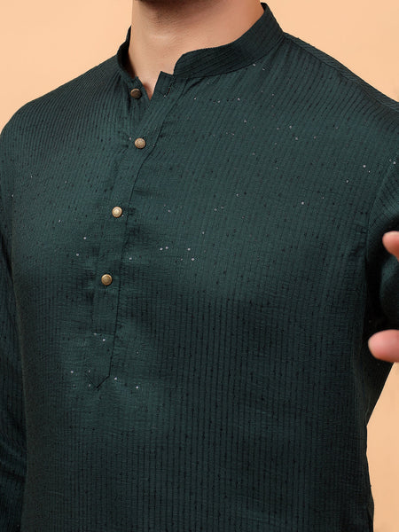 Traditional Ethnic Wear  Embellished Sequinned  Straight Rayon Green  Kurta Pyjama Set  For Men