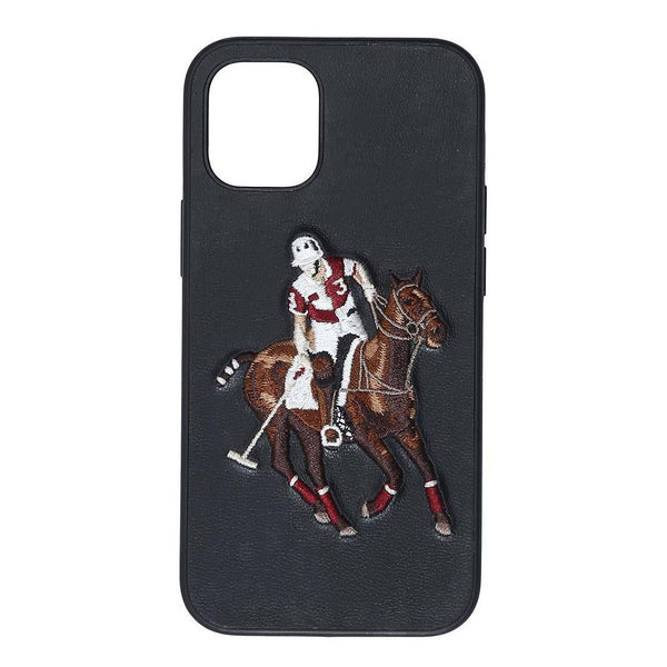 Polo Man Leather Back Case Cover for Apple iPhone - Black