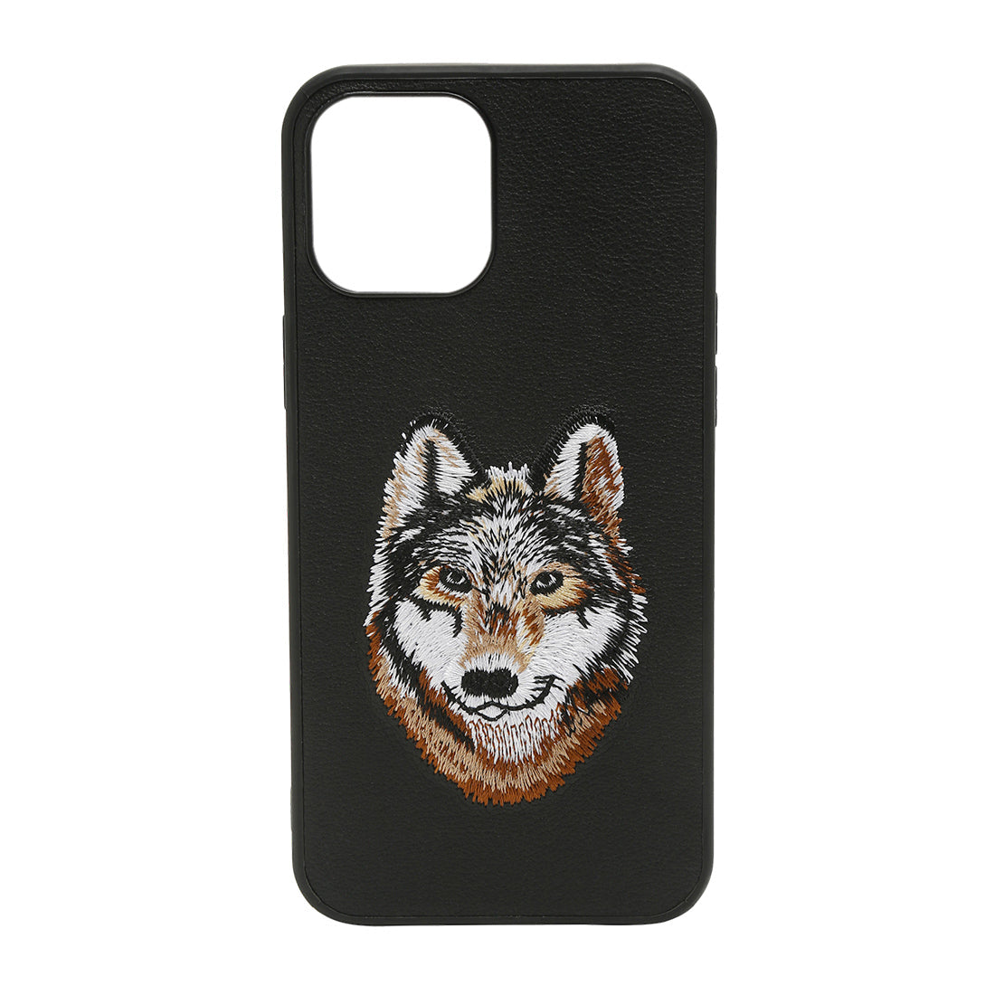 Wolf Leather Back Case Cover - Black