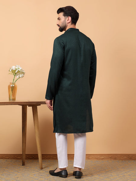 Traditional Ethnic Wear  Embellished Sequinned  Straight Rayon Green  Kurta Pyjama Set  For Men