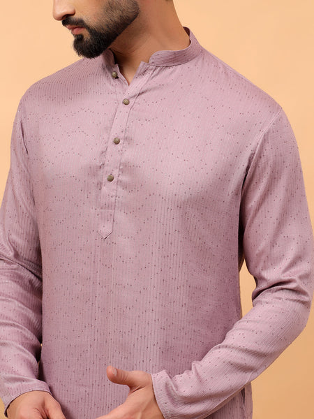 Traditional Ethnic Wear Lavender  Embellished Sequinned  Straight Rayon  Kurta Pyjama Set  For Men