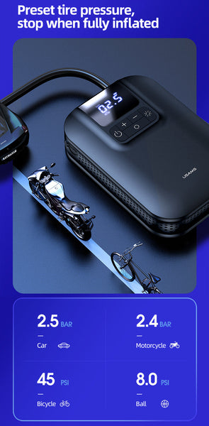 USAMS Mini Portable Air Compressor Pump with LED Light For Car, Bike, Bicycle, Motorcycles, Balls and More