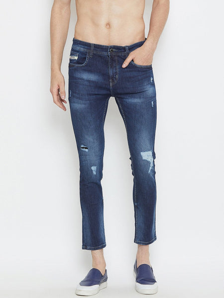 Men Blue Slim Fit Distressed stretchable Jeans