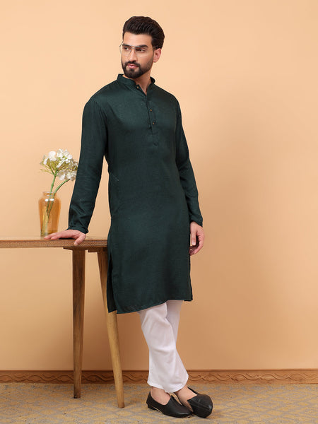 Traditional Ethnic Wear  Embellished Sequinned  Straight Rayon Green  Kurta Pyjama Set  For Men