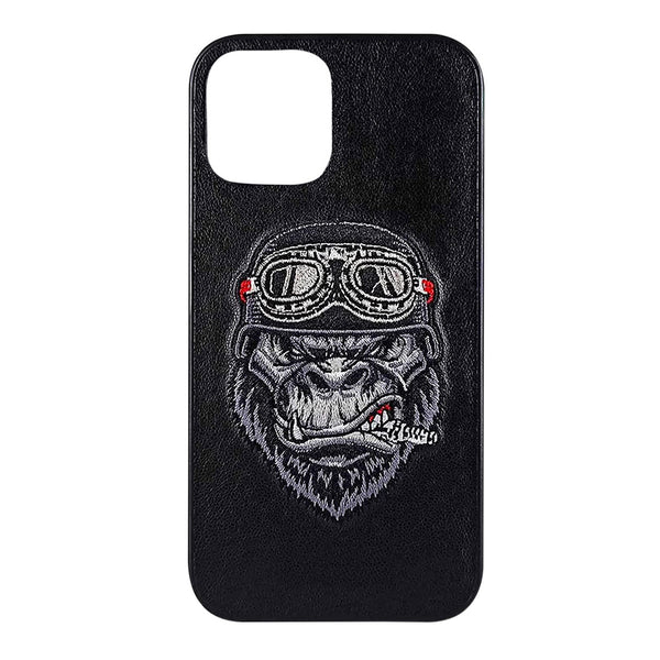 Chimpanzee Leather Back Case Cover for Apple iPhone - Black