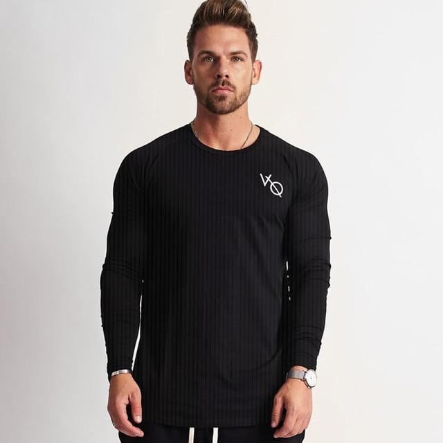 2019 New Men Running Long sleeve T-shirt Gym Fitness Training Breathable t shirt Male jogging Tee Tops Brand clothing Sportswear - Luxury at Less