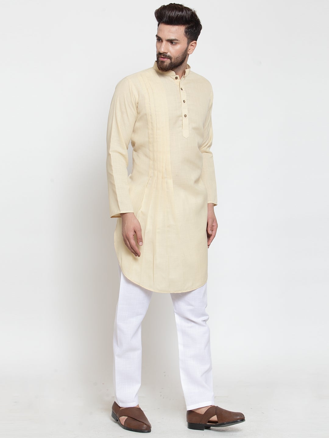 Designer Full Sleeve Linen Kurta Pajama Set