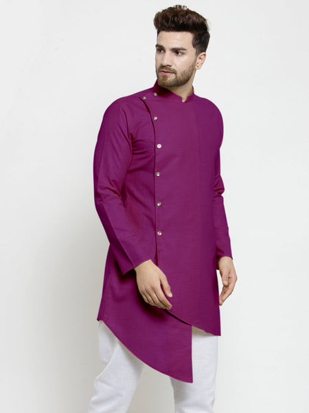 Designer Purple Linen Kurta For Men By Luxury at Less