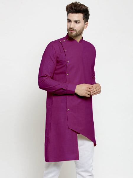 Designer Purple Linen Kurta For Men By Luxury at Less