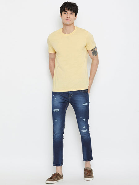 Men Blue Slim Fit Distressed stretchable Jeans