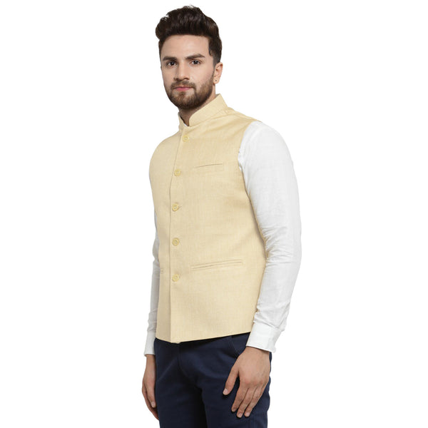 Luxury at Less Cream Nehru jacket For Men Stylish Latest Design Suitable for Ethnic Wear/Wedding Wear/ Formal Wear/Casual Wear