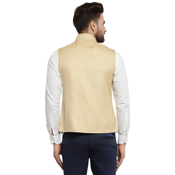 Luxury at Less Cream Nehru jacket For Men Stylish Latest Design Suitable for Ethnic Wear/Wedding Wear/ Formal Wear/Casual Wear