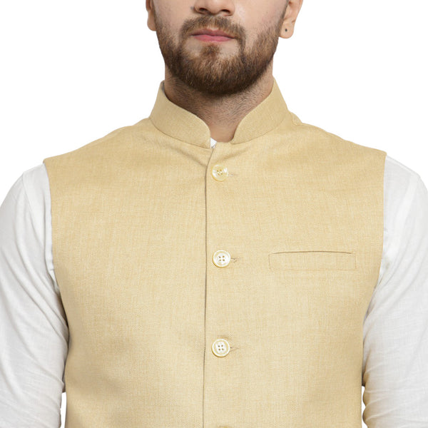 Luxury at Less Cream Nehru jacket For Men Stylish Latest Design Suitable for Ethnic Wear/Wedding Wear/ Formal Wear/Casual Wear