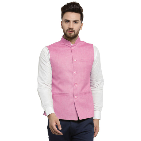 Luxury at Less Baby Pink Nehru jacket For Men Stylish Latest Design Suitable for Ethnic Wear/Wedding Wear/ Formal Wear/Casual Wear