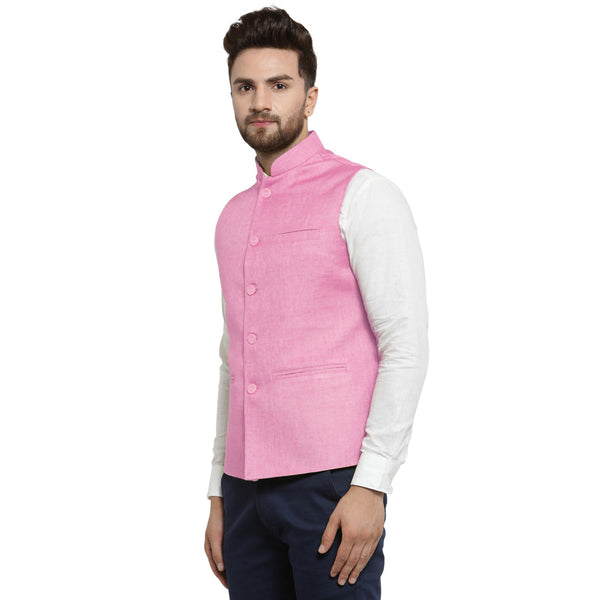 Luxury at Less Baby Pink Nehru jacket For Men Stylish Latest Design Suitable for Ethnic Wear/Wedding Wear/ Formal Wear/Casual Wear