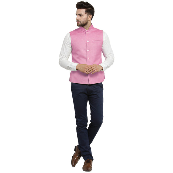 Luxury at Less Baby Pink Nehru jacket For Men Stylish Latest Design Suitable for Ethnic Wear/Wedding Wear/ Formal Wear/Casual Wear