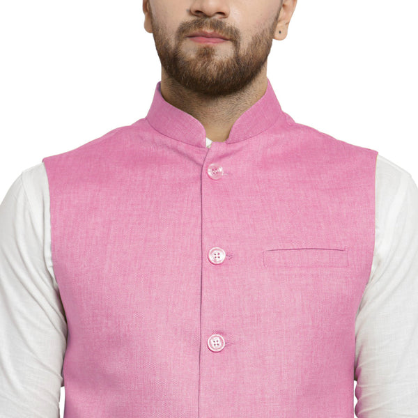 Luxury at Less Baby Pink Nehru jacket For Men Stylish Latest Design Suitable for Ethnic Wear/Wedding Wear/ Formal Wear/Casual Wear