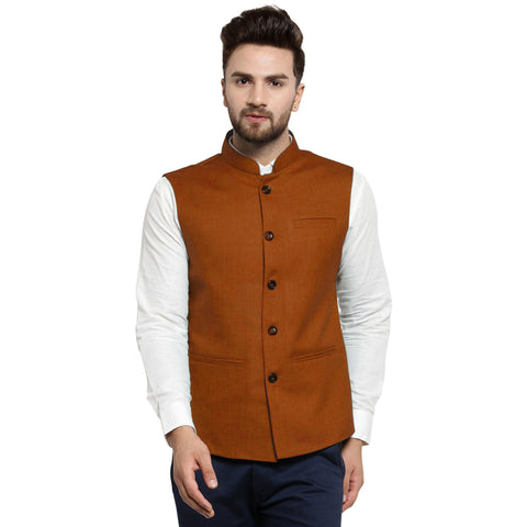Luxury at Less Brown Nehru jacket For Men Stylish Latest Design Suitable for Ethnic Wear/Wedding Wear/ Formal Wear/Casual Wear