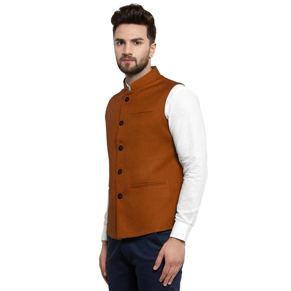 Luxury at Less Brown Nehru jacket For Men Stylish Latest Design Suitable for Ethnic Wear/Wedding Wear/ Formal Wear/Casual Wear