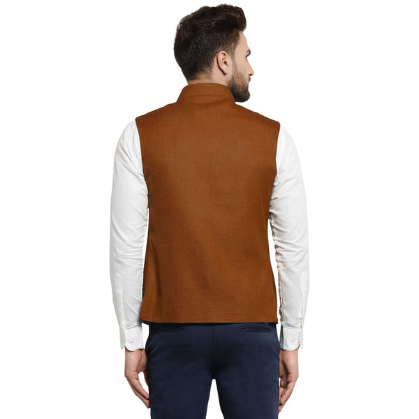 Luxury at Less Brown Nehru jacket For Men Stylish Latest Design Suitable for Ethnic Wear/Wedding Wear/ Formal Wear/Casual Wear