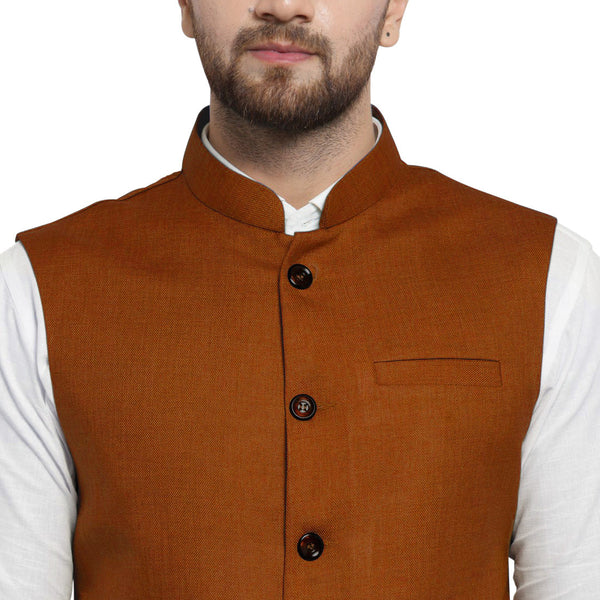 Luxury at Less Brown Nehru jacket For Men Stylish Latest Design Suitable for Ethnic Wear/Wedding Wear/ Formal Wear/Casual Wear