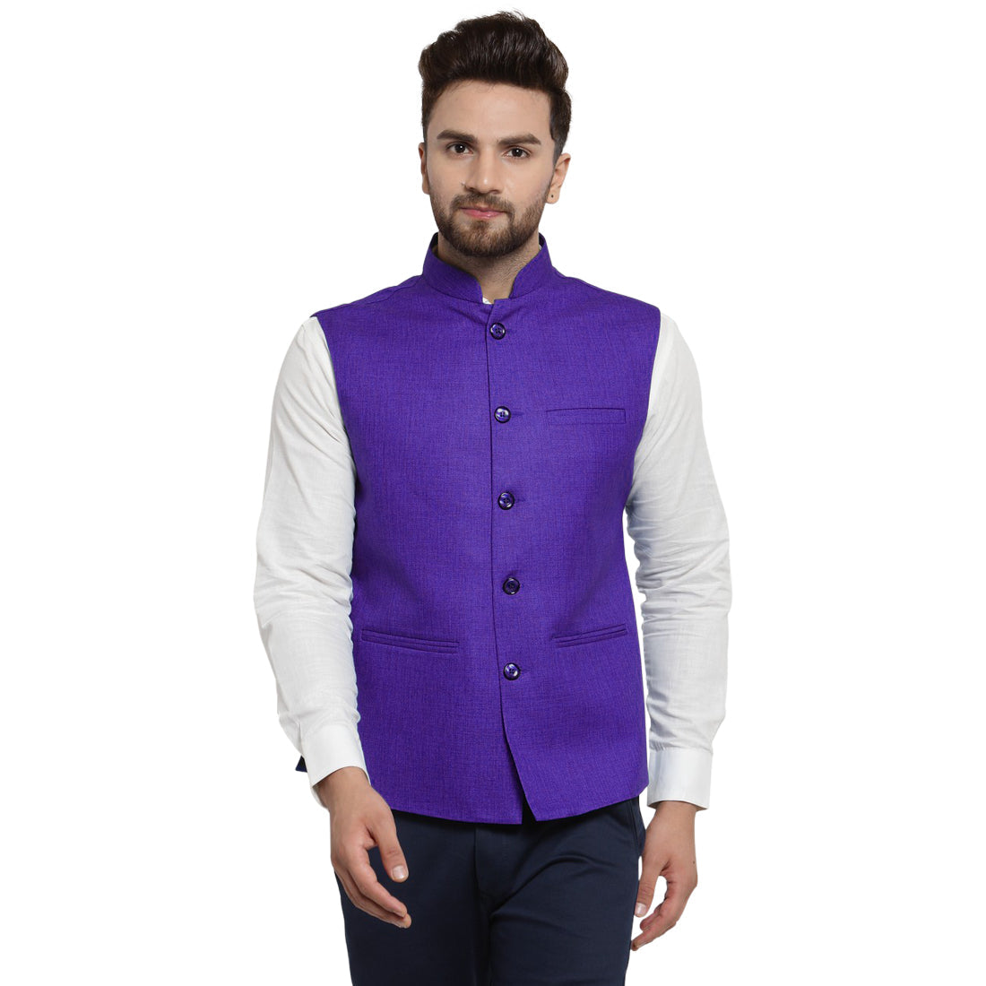 Luxury at Less Violet Nehru jacket For Men Stylish Latest Design Suitable for Ethnic Wear/Wedding Wear/ Formal Wear/Casual Wear