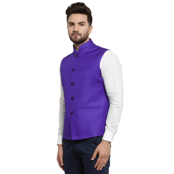 Luxury at Less Violet Nehru jacket For Men Stylish Latest Design Suitable for Ethnic Wear/Wedding Wear/ Formal Wear/Casual Wear