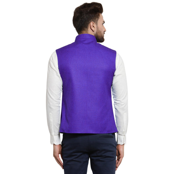 Luxury at Less Violet Nehru jacket For Men Stylish Latest Design Suitable for Ethnic Wear/Wedding Wear/ Formal Wear/Casual Wear