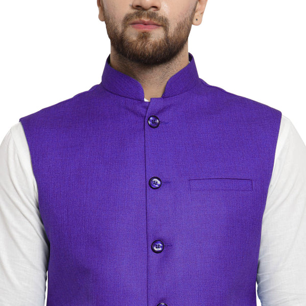 Luxury at Less Violet Nehru jacket For Men Stylish Latest Design Suitable for Ethnic Wear/Wedding Wear/ Formal Wear/Casual Wear