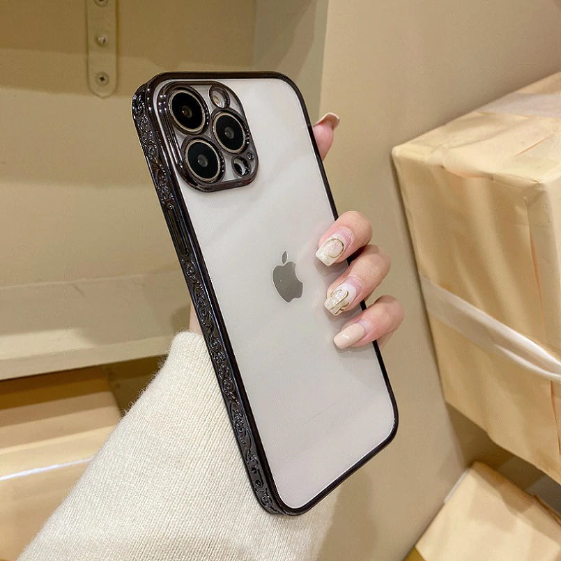 Classic Textured Electroplated Back Case Cover for iPhone